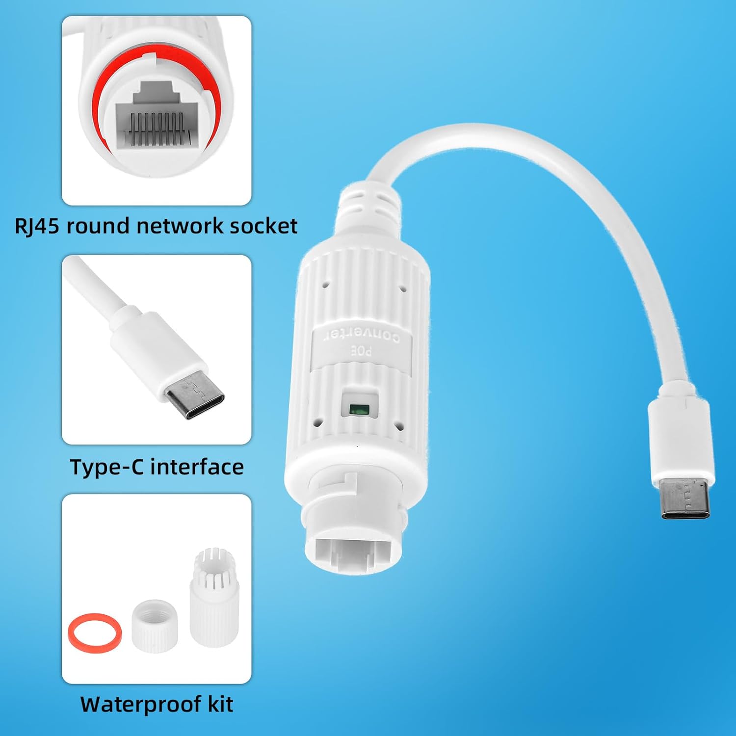 Outdoor Power Adapter Usb C - POE naar USB-C stroomconverter, waterdichte buitenadapter,